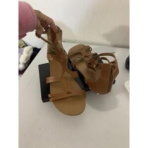 Est 1946 Women's Brown Gladiator Sandal Shoes Wedge Heel Zip 7.5 New Studs